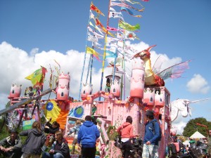 pink castle in sunshine