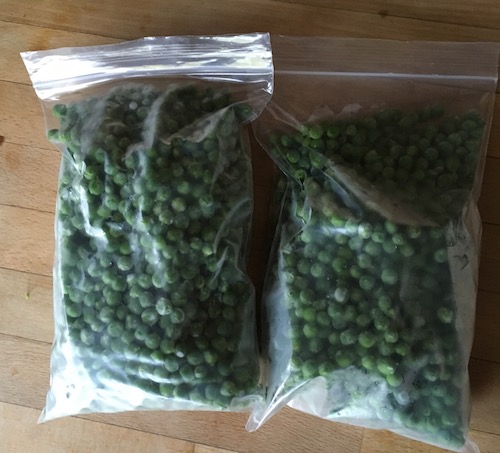 frozen peas in two bags